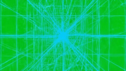 Wall Mural - Fast-paced, high-tech geometric grid lines swiftly moving and multiplying on a uniformly lit green screen for compositing shape, innovation, animation