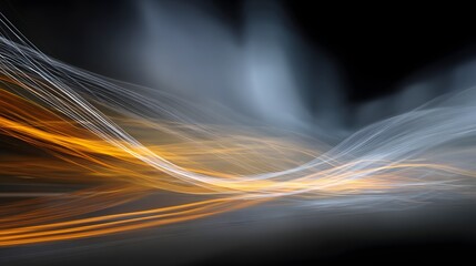 Wall Mural - Dynamic Abstract Motion Illustration with Fluid Light Waves in Orange and Gray Tones