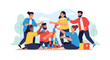 © Fatah - Group of people playing outdoor stacking cups game, fun together and friends