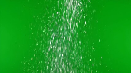 Wall Mural - Gentle timelapse of a continuous shower of silver glitter slowly falling against a green screen celebration, subtle, light