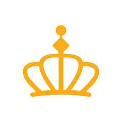 Gold crown symbol and flat vector icon design on white background