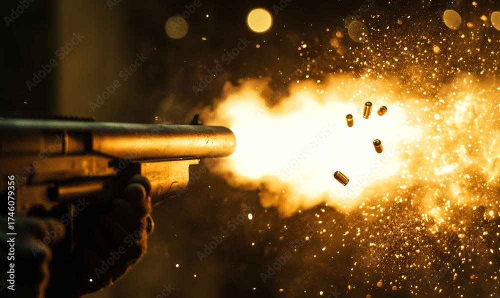 Combat shotgun being fired, with shells ejecting and the target being ...