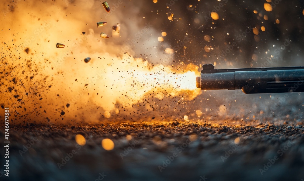 Combat shotgun being fired, with shells ejecting and the target being ...