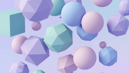 Wall Mural - Seamlessly looping video of layered abstract geometric shapes slowly rising and descending in soft pastel colors uplifting, seamlessly looping video, connectivity