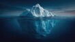 © Tin - Iceberg showing underwater risk and hidden threat concept. Majestic iceberg reflected in serene ocean waters at twilight.