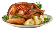 © Al-Mamun - Delicious roasted chicken dinner with mashed potatoes isolated on transparent background