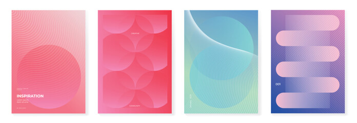 Wall Mural - Abstract gradient poster set vector, colorful geometric background design for modern decoration and creative advertising