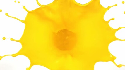 Wall Mural - a vibrant yellow paint blob explodes outwards in ultra slow motion, creating a mesmerizing abstract 