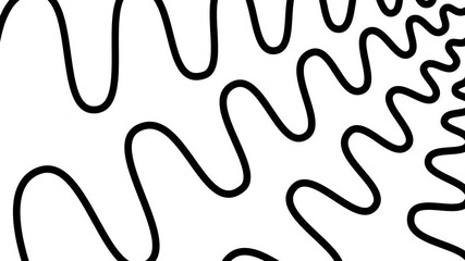 Wall Mural - Animated black decorative wavy lines is drawn. Linear background. Looped video. Vector illustration isolated on white background.