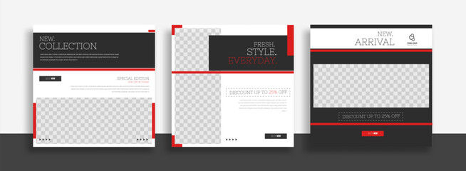 Wall Mural - minimal square banner template with geometric shapes for social media post, story and web internet ads. Vector illustration