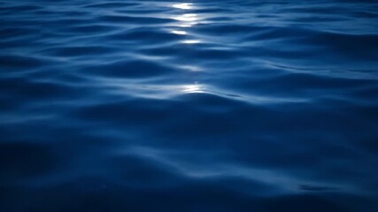 Wall Mural - Seamlessly looping video of an abstract deep blue ocean surface with slow, gentle rippling waves and reflective light, creating a serene aquatic motion backdrop, waves, presentation