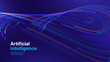 © ec0de - Artificial Intelligence Technology Background with Flowing Neural Lines and Digital Circuit Motion. Smart AI Tech and Deep Learning Concept. Presentation Template Vector Illustration.