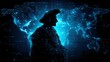 © muhammad - Digital portrait of historical explorer overlaid on glowing world map, data visualization concept