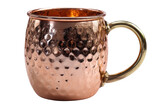 Hammered copper mug with brass handle for moscow mule or cold beverages