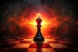 © MicrostockCreatorLab - Dramatic Chess King On Fiery Board Amid Neon Lights And Shadowy Corridor