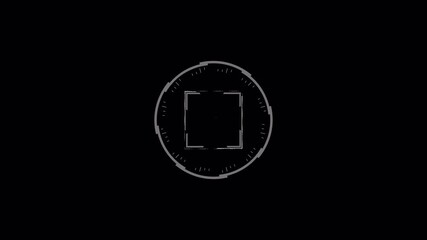 Wall Mural - Futuristic HUD Interface: Digital Circle and Square Elements on Black