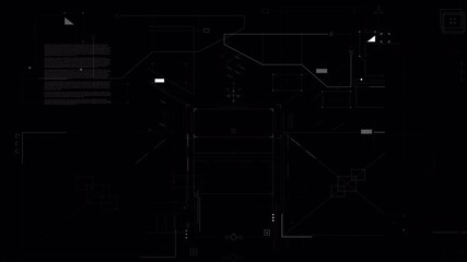 Wall Mural - Futuristic Tech Interface: Dynamic HUD Elements on Black Background