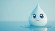 © Cloudyew - This adorable cartoon water drop character features a cheerful face, set against a soft blue background. Ideal for designs related to water, emotions, or child-friendly themes.
