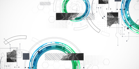 Wall Mural - Abstract background. Scientific and technological concept with the use of technical elements formed in the shape of a circle. Vector