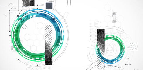 Wall Mural - Abstract background. Scientific and technological concept with the use of technical elements formed in the shape of a circle. Vector