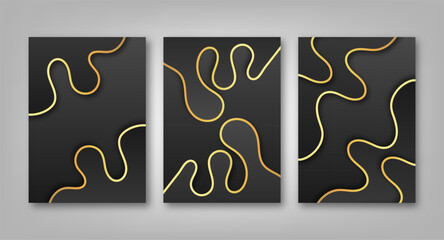 Elegant Black and Gold Abstract Background Set for Flyer or Poster Design
