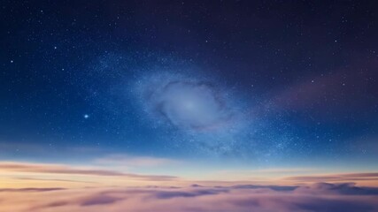 Wall Mural - Clouds gracefully dissipate to reveal the stunning vastness of the distant spiral galaxy at dawn wonder, new beginning, exploration