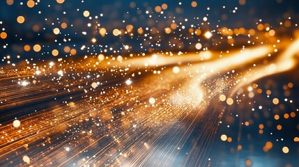 Wall Mural - Abstract Golden Sparkle Trails with Motion Blur and Glowing Effects for Festive Background Design