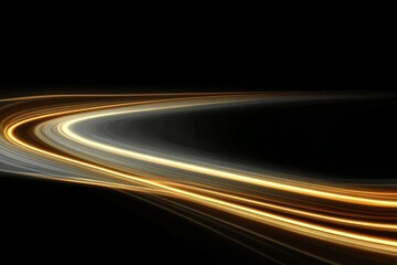 Wall Mural - Stylish Abstract Art Background with Glowing Wave Lines and Decorative Yellow Elements on Black