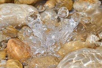 Wall Mural - Fragmented Ripples, Light Dancing on Rocks, A Sparkling Texture and Glistening Surface of Water