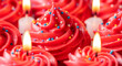 © BlackCat - Macro strawberry frosting swirl candles colorful sprinkles glossy highlights