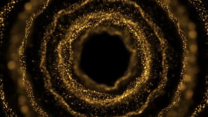 Wall Mural - Expanding Shimmering Gold Particle Energy Rings Seamlessly Looping Abstract Background pattern, wedding, art