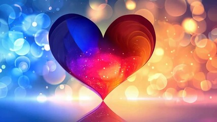Wall Mural - Colorful abstract with vibrant heart design and cosmic bokeh effect