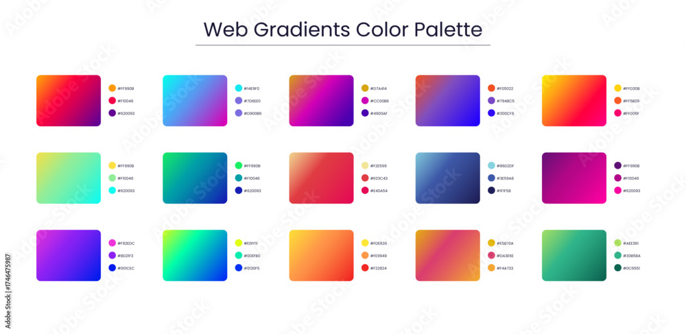 Gradient Colour, Color Palette, Swatches in RGB, HEX Colors, Paint ...