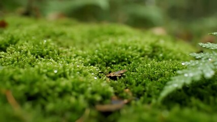 Wall Mural - Macro Shot of Vibrant Green Moss on a Forest Floor, Shallow Depth of Field, Smooth Glide smooth glide, mossy, plant