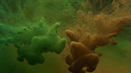Wall Mural - Organic green and brown particles gently drifting and swirling in an abstract, seamlessly looping video soft, eco, seamlessly looping video