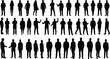 © Iqbal creative  - Standing people silhouettes, diverse human postures, casual stances, gestures, body language, group arrangement, lifestyle diversity, generic human figure illustration set