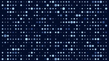 Wall Mural - dynamic pattern of glowing blue dots changing size and brightness on dark background