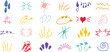© SaymaHossan - Expression icons. Comic emotion elements, hand drawn expressive symbols. Star, heart and sparks, speech bubbles, exclamation doodles for communication accent. Vector set