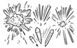 © AI04 - Exploding bursts, rounded explosions, and a cloud of black silhouettes from exploded bombs create a radial explosion silhouette, complete with a burst of dust from the effect of powerful bombs
