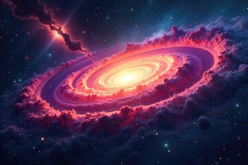 Wall Mural - A swirling nebula at the edge of known space, hinting at the vast unknown beyond Cosmic dust and gas form intricate patterns, suggesting an infinite expanse , swirl, deep space, vastness