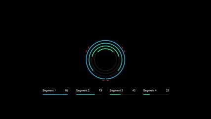Wall Mural - Futuristic HUD Interface with Circular Elements and Segmented Data Display.