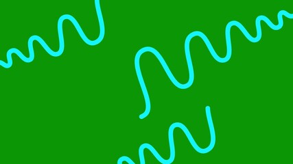 Wall Mural - Animated blue decorative wavy lines is drawn. Linear background. Looped video. Vector illustration isolated on green background.