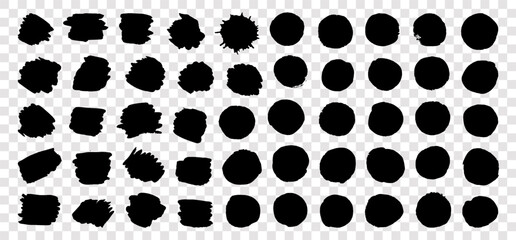 Wall Mural - Round ink brush circles and freeform shapes. Grungy vector black ink circles. Brush handdrawn textured punk round artistic Chinese or Korean design elements. Japanese enso zen circles. Sun symbols