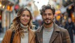 © SUPERARTMAN - Couple enjoying a stroll city street portrait urban environment close-up view romance and connection