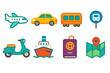 © Pointer Marker - Transportation, travel flat icon set. vehicle and map icons flat collection