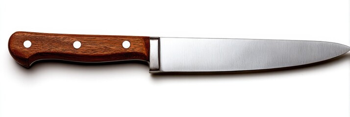 Modern Butcher Knife Isolated on White Background with Rivet Detail - Chef's Essential Cooking Tool