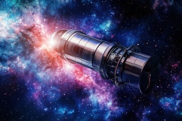 Wall Mural - Exploration of deep space featuring a futuristic spacecraft navigating a colorful galaxy