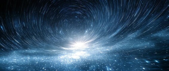 Wall Mural - Swirling Star Trails in Night Sky Over Earth Horizon