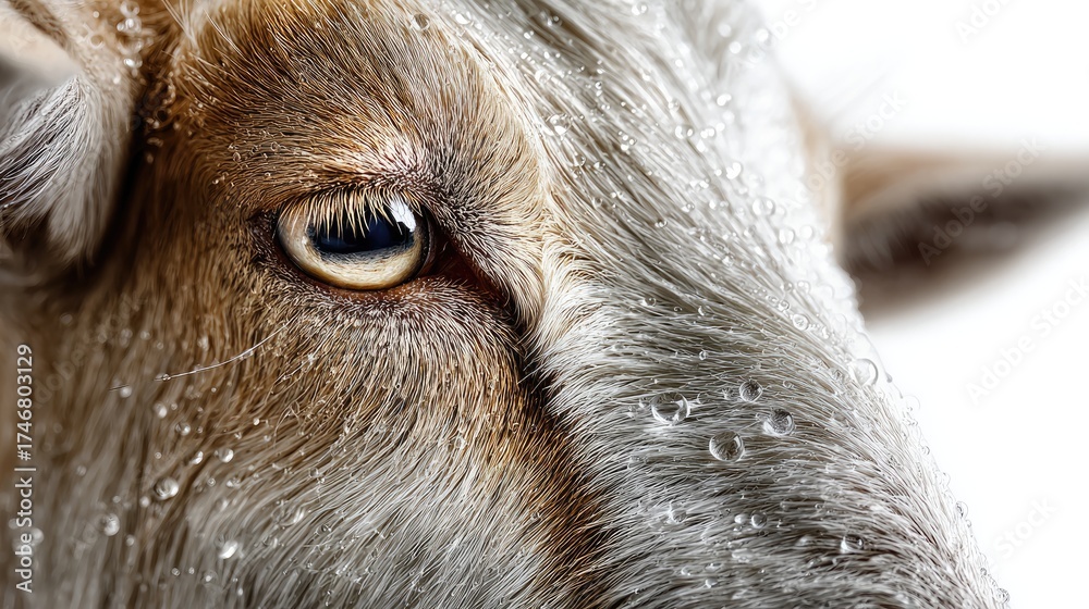 Stock-Foto „Goat Eye's Glimpse: A captivating close-up reveals the ...