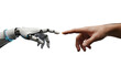© Taiwo - Autonmous AI agent and human touch futuristic meeting interaction and collaboration. Interaction between humanity and technology robot. The creation of adam robotic AI automation